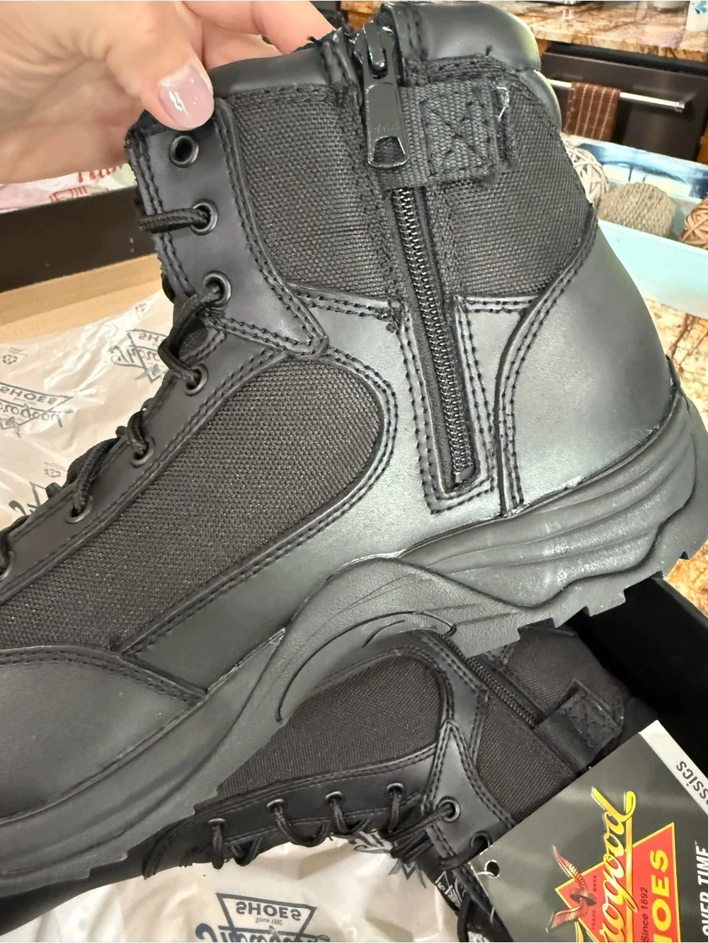 Thorogood Men's Black Leather Work Boots